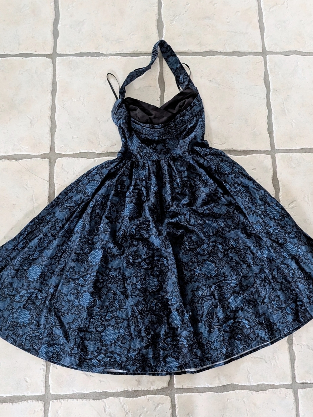 Stop Staring Cover Girl Swing Dress Dark Blue Black Lace